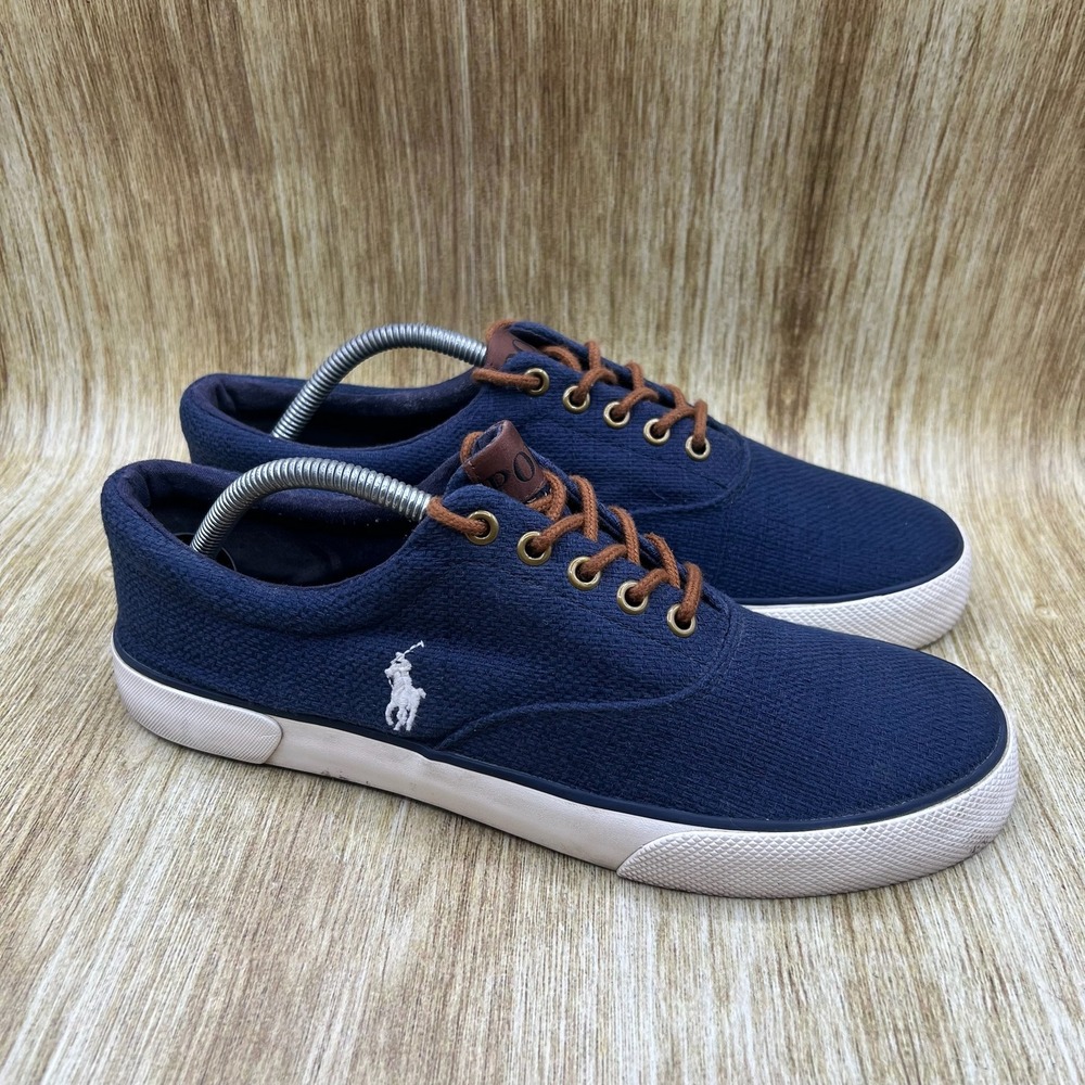 Polo Ralph Lauren Forestmont II Men's Size 10 D Navy Blue Hopsack Sneakers 01087
